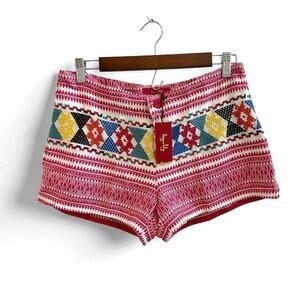 Tigerlily NWT Aztec Western Heavy Weave Shorts Red Blue Embroidered size 6